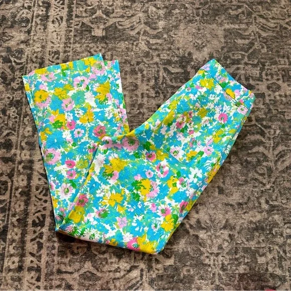 Women's Zara Floral Printed Linen Blend‎ Flare Trousers  Size 4 New with Tags - Picture 12 of 14